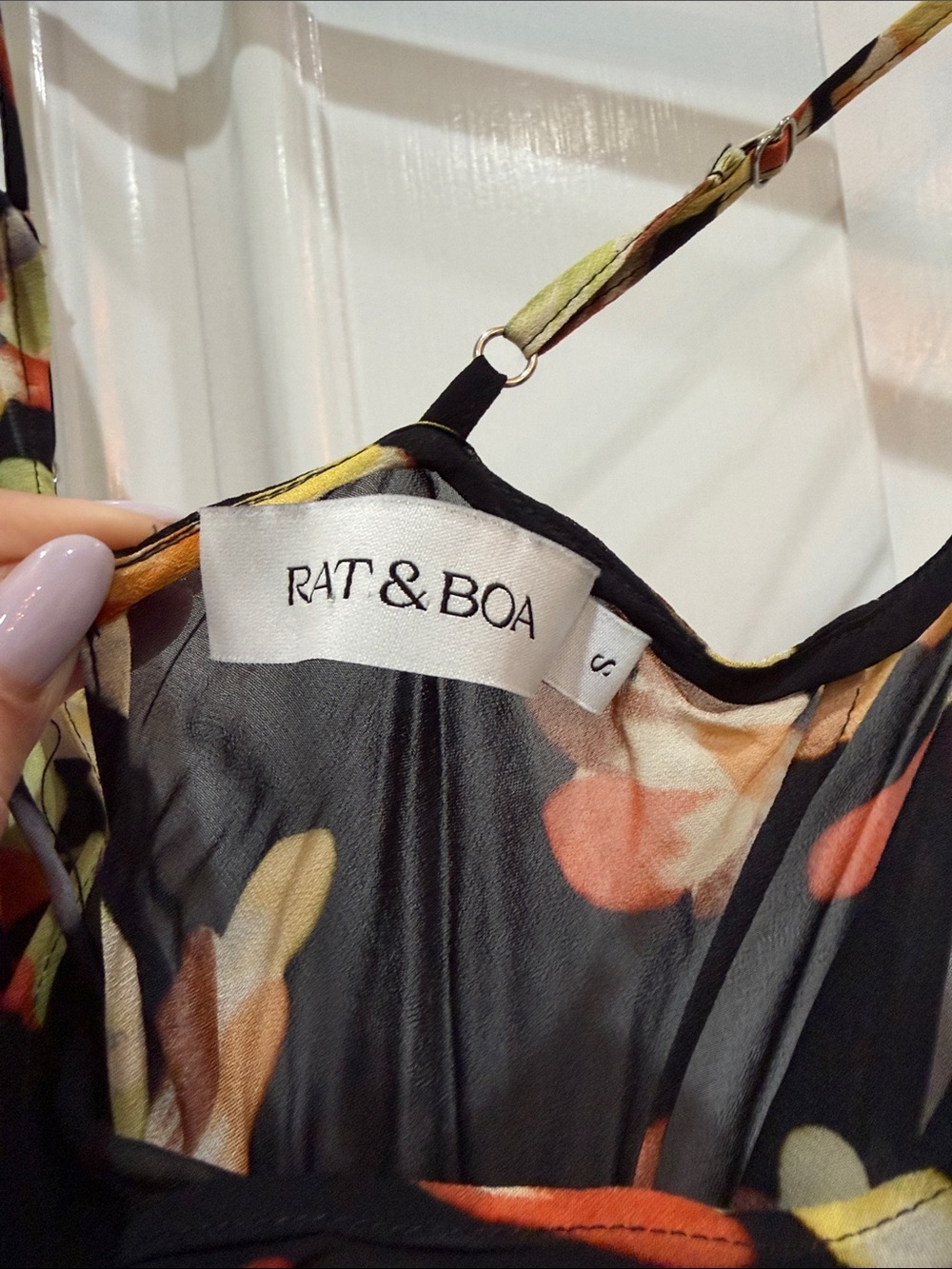 Rat & Boa Catarina Black Sheer Floral Slip Dress with Multicolor Floral Print - Picture 2 of 5
